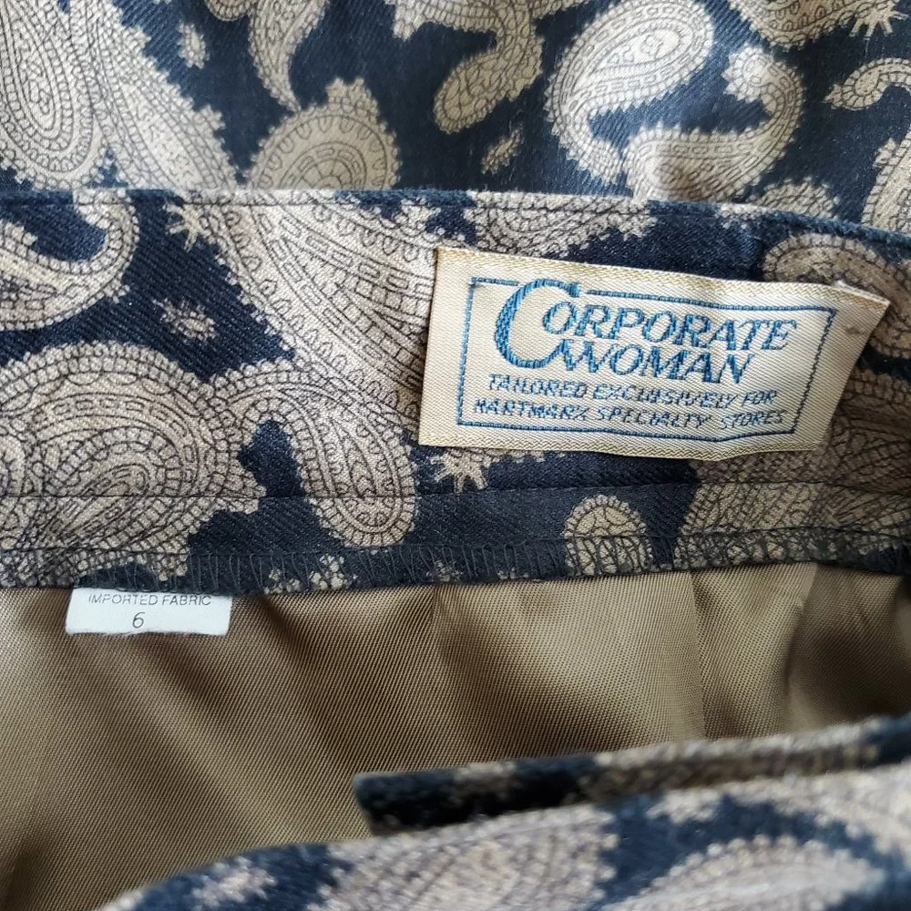 HELD Vintage 80's Tan & Black Paisley Midi Skirt - Picture 7 of 8